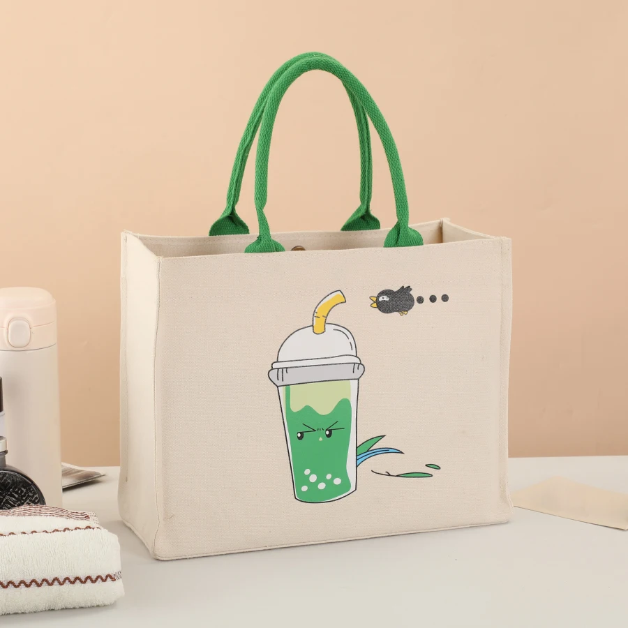 

New cartoon pattern printed handbag large capacity canvas handbag travel storage bag