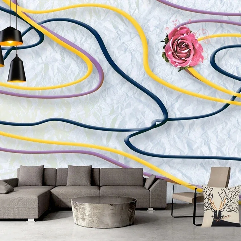 3D Stereo Line Abstract Pattern Custom Photo Mural Home Interior Decoration Bedroom Wallpaper Designs Backdrop Papel De Parede