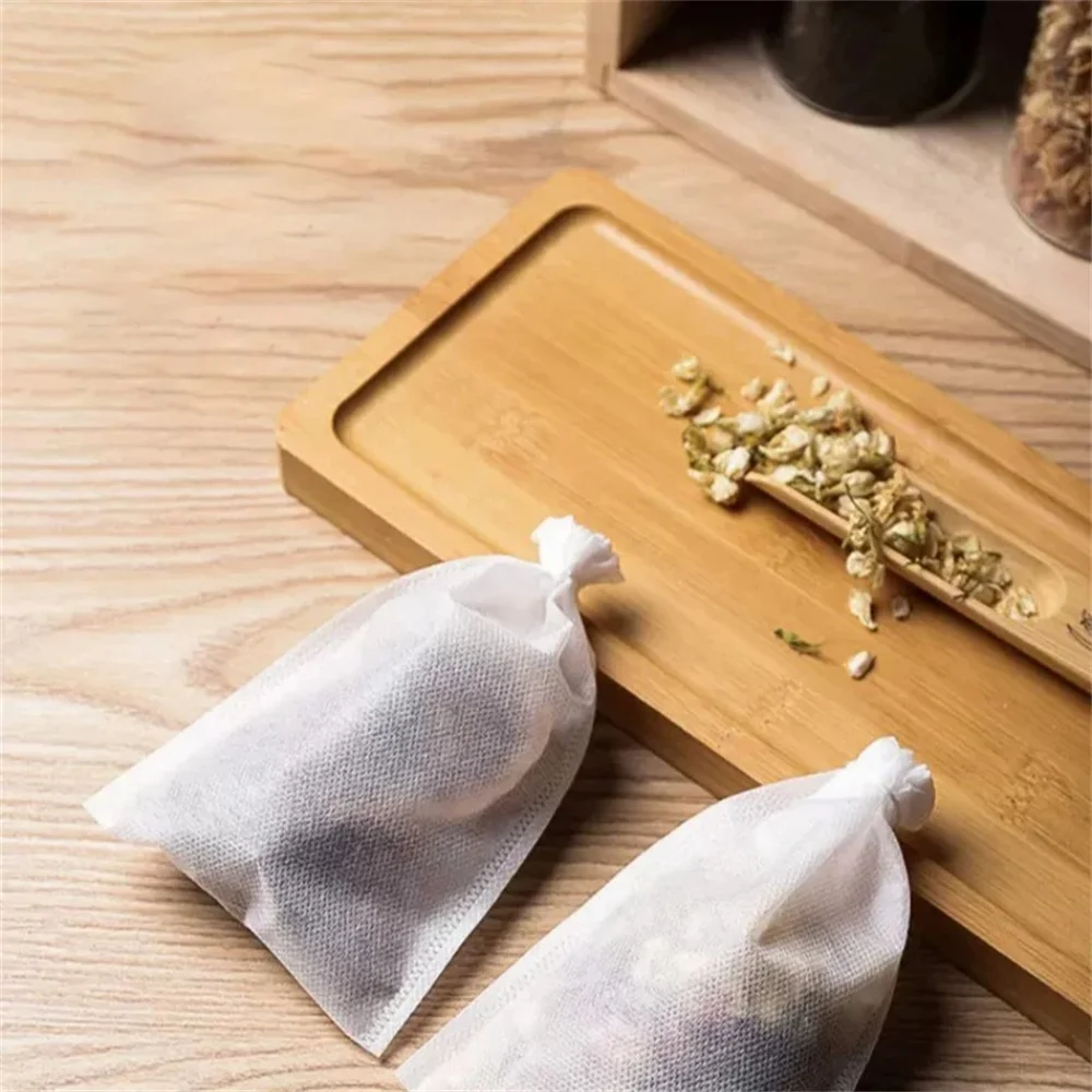 100 Pcs Disposable Tea Bags Filter Bags for Tea Infuser with String Heal Seal, Food Grade Non-woven Fabric Spice Filters