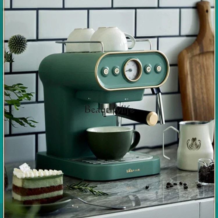 

Italian coffee machine household small retro semi-automatic steam pump pressure grinding American