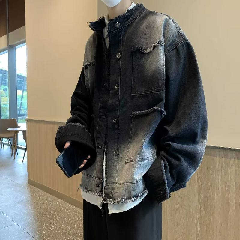 

American Style Cool and Edgy Design Denim Jacket for Men Washed and Worn Gradually Changing Color Retro Workwear Jacket