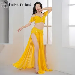 Luxury Belly Dance Costume Bling Fringe Oriental Dancer Performance Stage Show Outfit Carnival Competition Suit Short Sleeve