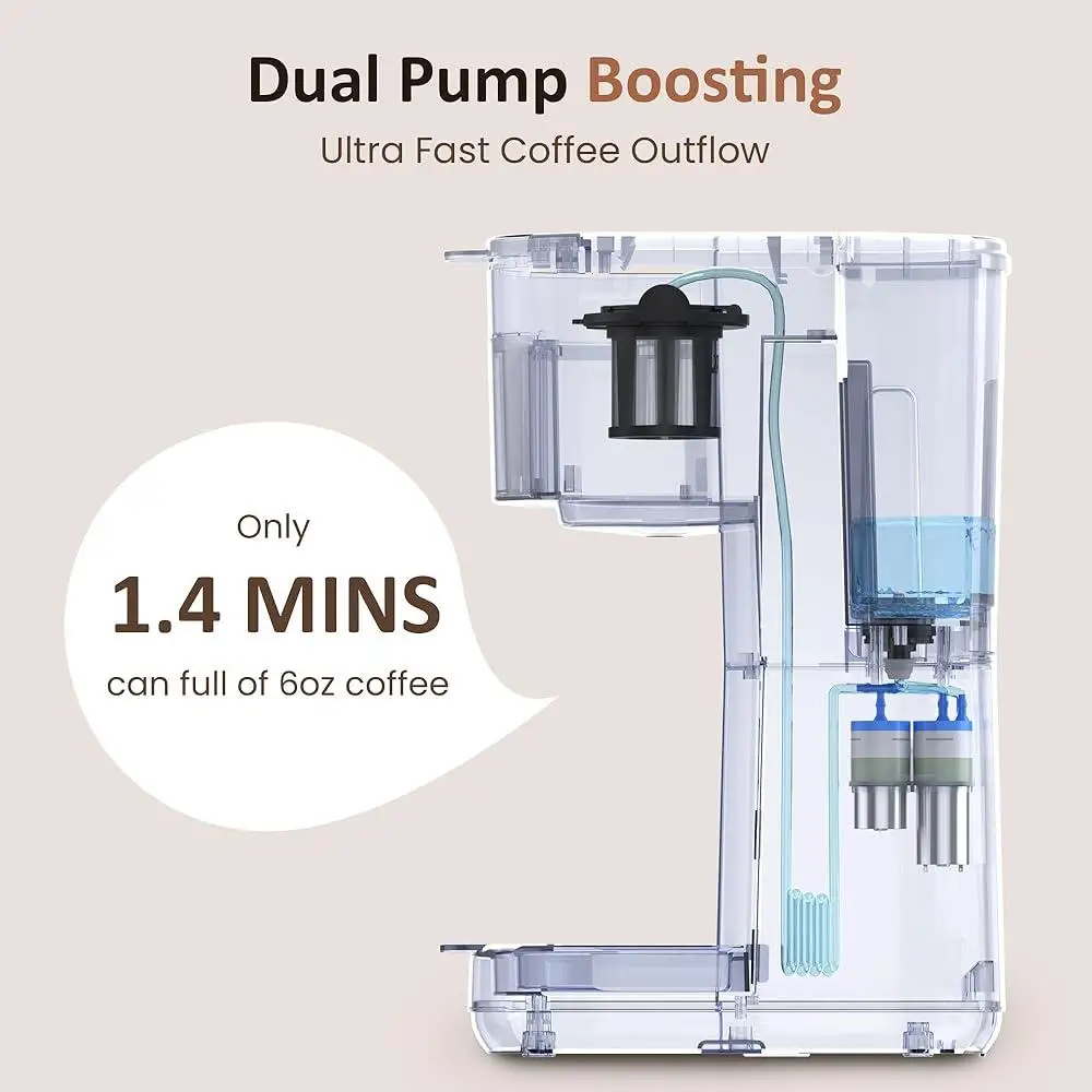 Кофеварка со льдом на одну порцию, сенсорный экран, 3 варианта заваривания, чашка K, капсула, молотый кофе, съемный резервуар для воды, самоочищающийся