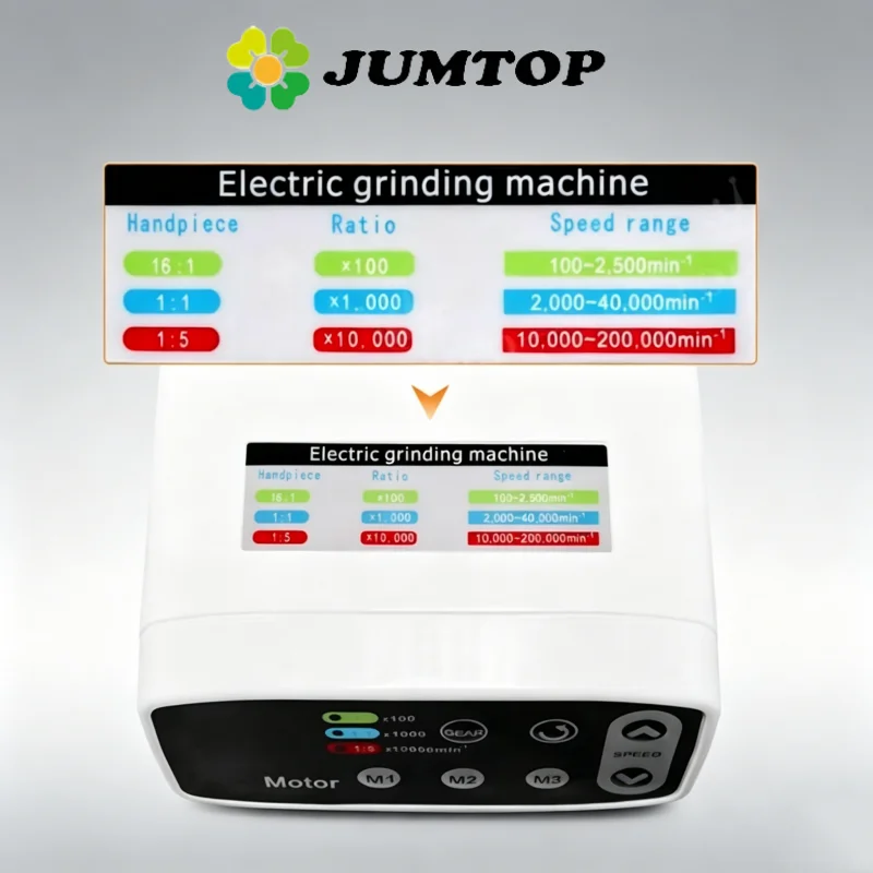 

Электрический микромотор JUMTOP Dental с бесщеточным двигателем и LED-подсветкой для зуботехнических работ, совместимый с угловыми наконечниками 1:5, 1:1, 16:1