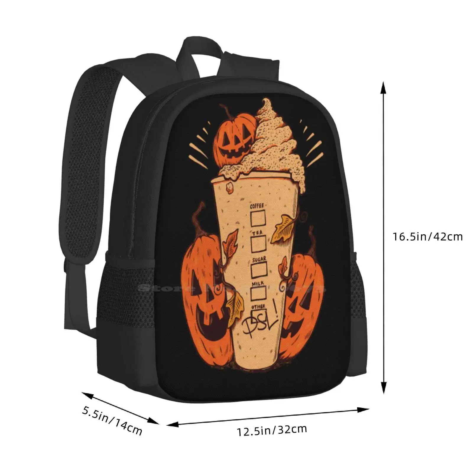 Mochila de zumo de calabaza, bolsa de moda, comida, bebida, espacio, miedo, cuchillo escalofriante, flor, divertido, Horror, gótico, Calavera, Vintage, gran oferta