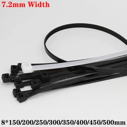 8*150/200/250/300/350/400/450/500mm 7.2mm Width White Black Self-Lock Nylon Plastic Strap Wrap Ziptie Bundle Zip Ties Cable Tie