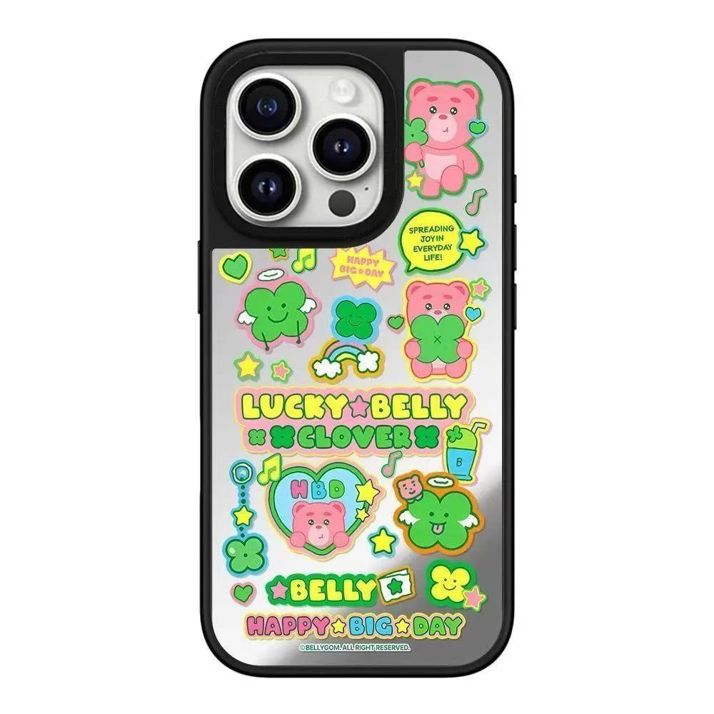 

Lucky Clover Bear Mirror Magnetic Phone Case Cover for IPhone 12 13 14 15 16 17 Pro Max Case