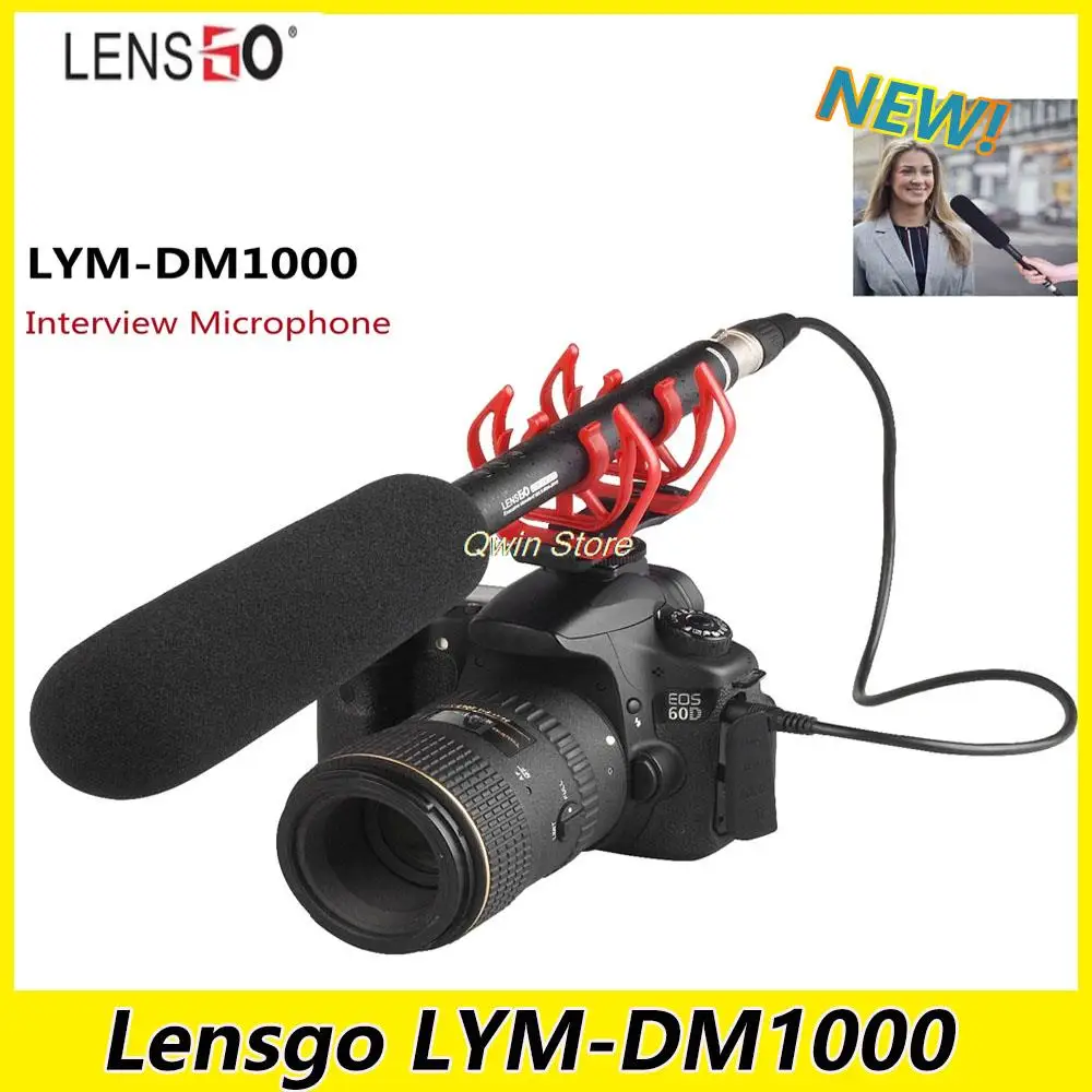 Lensgo LYM-DM1000 Cardioid Condenser Shotgun Microphone Interview Mic for Camera Interview Recording Micro Film Shooting