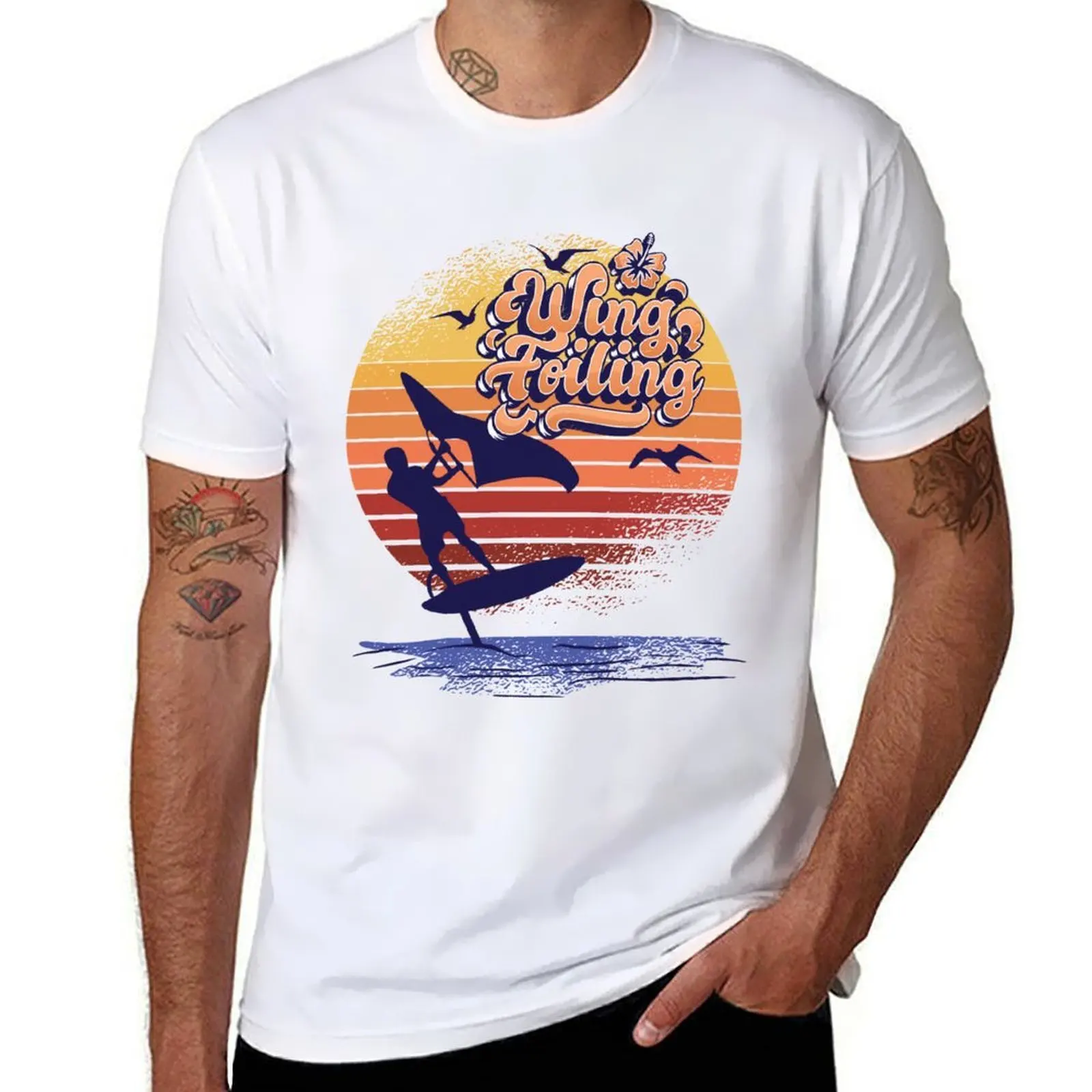 Wing Foiling Vintage Surfing Gift T-Shirt t shirts designer cotton tshirt 100% T-Shirt