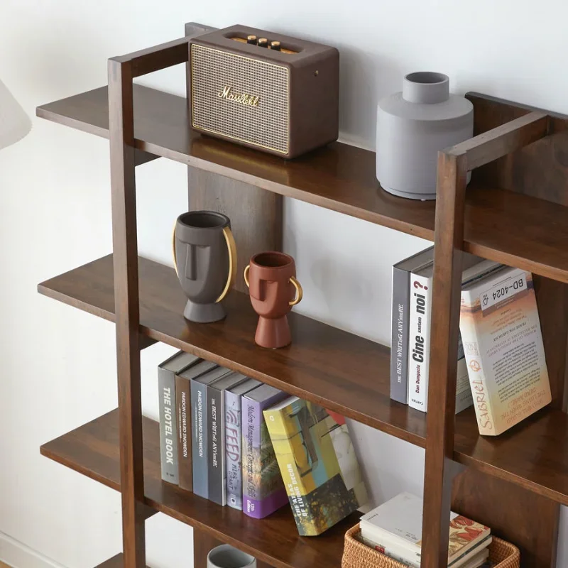 Solid wood pine home study bookcase shelf floor storage