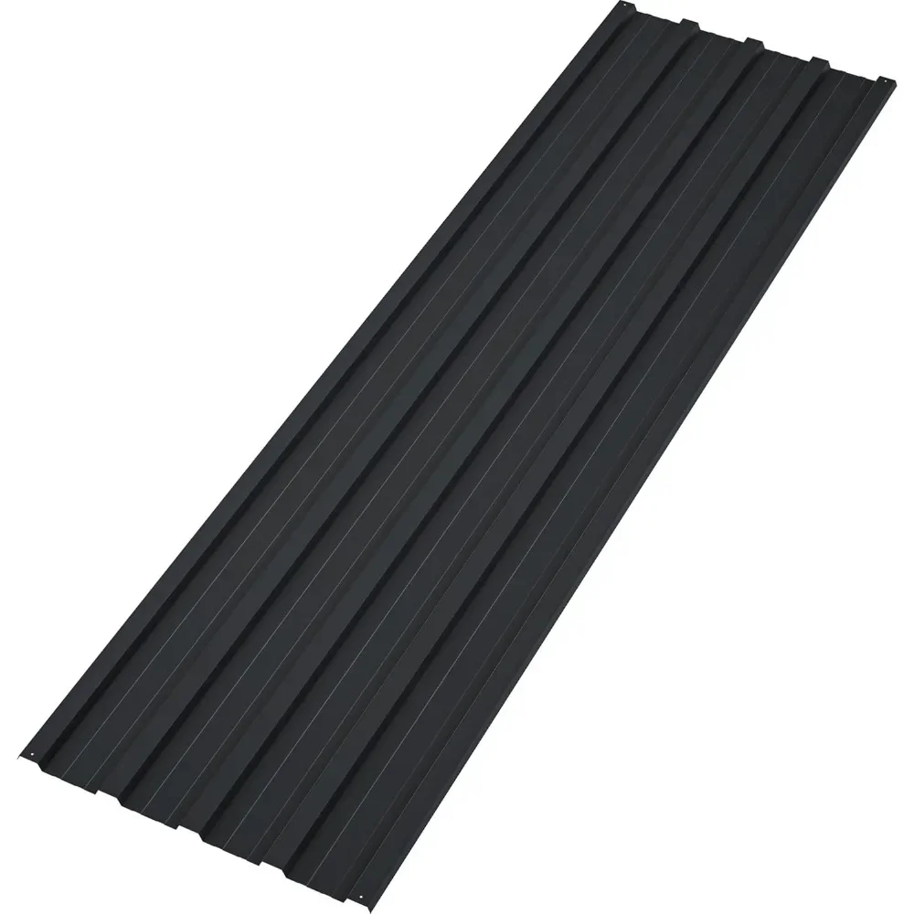 Paneles de techo de 25 piezas, 176,5 ft², acero galvanizado, L60.63 "× W16.77", paneles de techo de estaño corrugado de Metal, negro