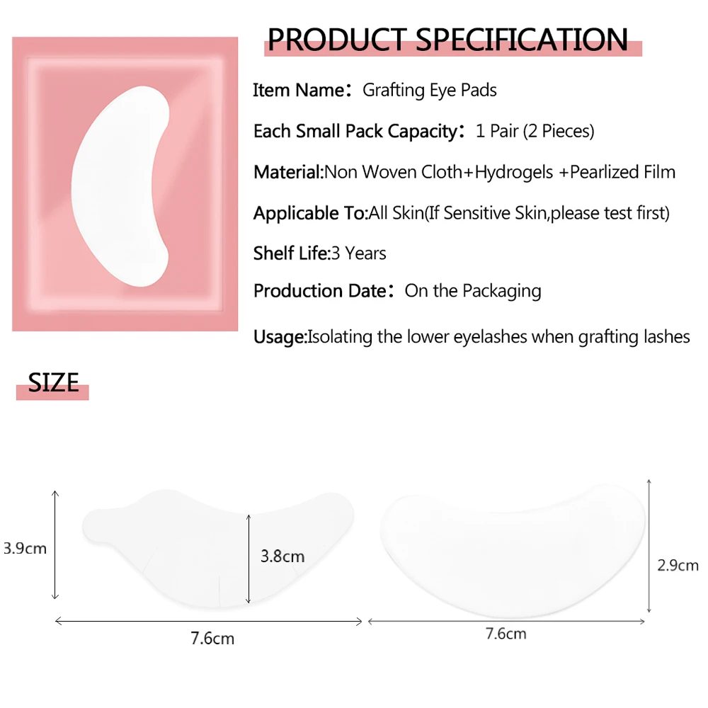 50 Paar Wimpernverlängerungs-Patches, Hydrogel-Patches, Gel-Pad, Make-up, Wimpernlift-Werkzeuge, unter den Augenklappen, Pads für Wimpernverlängerung – Detail 1