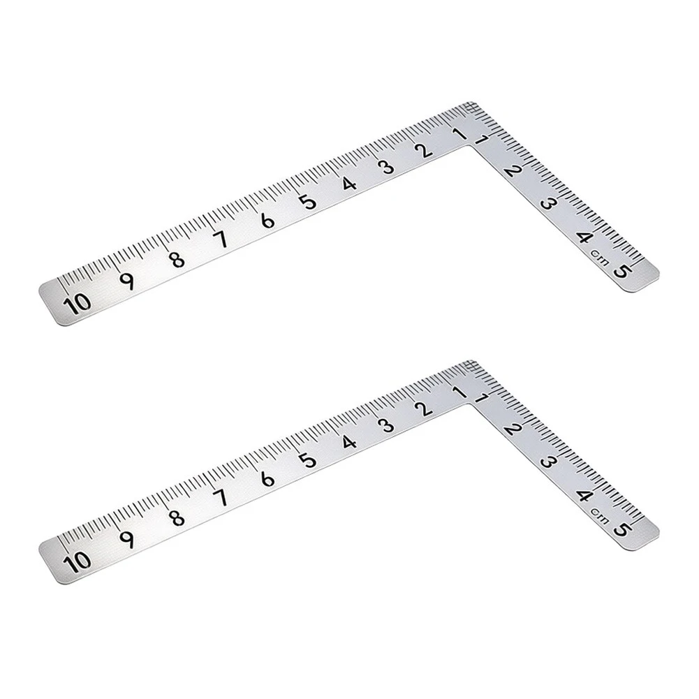 2pcs Stainless Steel Woodworking Right Angle Ruler 90 Degrees L-Square Ruler Measuring Tool Metal Straight Woodworking Tools
