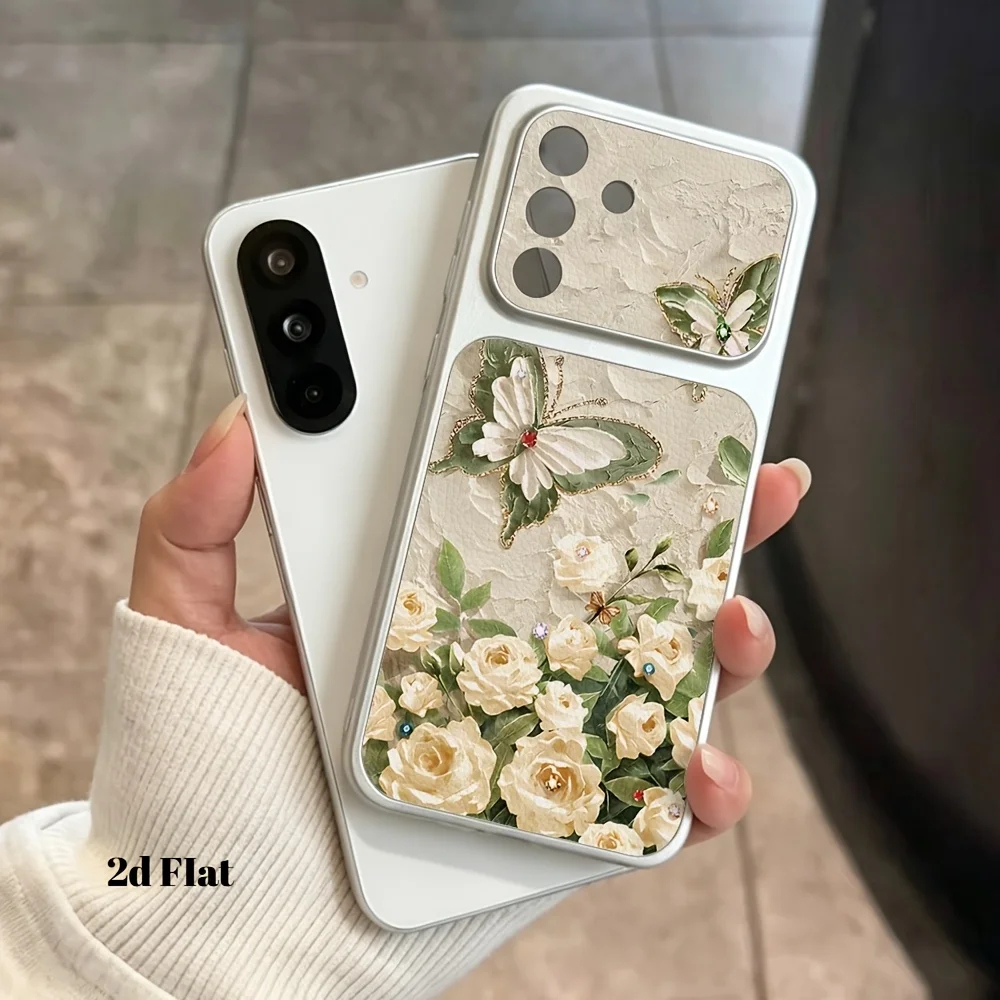 Oil painting glitter butterfly rose TPU phone case suitable for Samsung GalaxyS26 S25 S24 S23 S22 S21 S20FE/Ultra/Plus anti fall