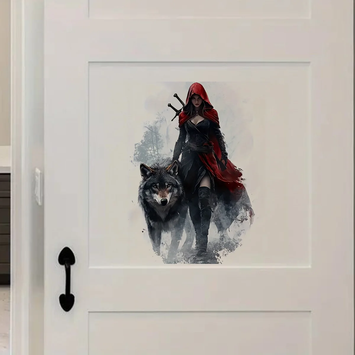 Mysterious Assassin and Wolf Decal Bedroom Entryway Living Room Home Decoration Wall Stickers, Waterproof Vinyl Toilet Car Decal