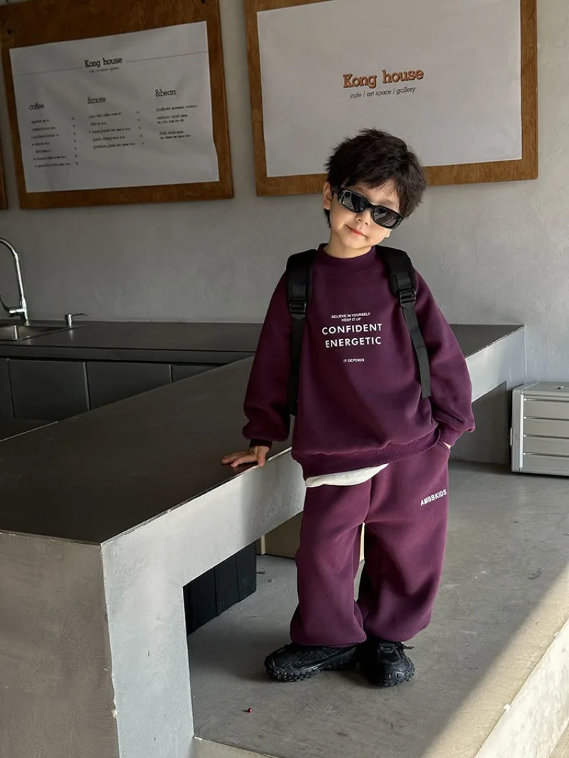 RAISE Winter-Set für Teenager-Jungen, 2-teiliges Kleidungsset, Sweatshirt mit Buchstabenmuster und Fleece-Unterhose, warmes, dickes Kinder-Outfit für Jungen. – Detail 26