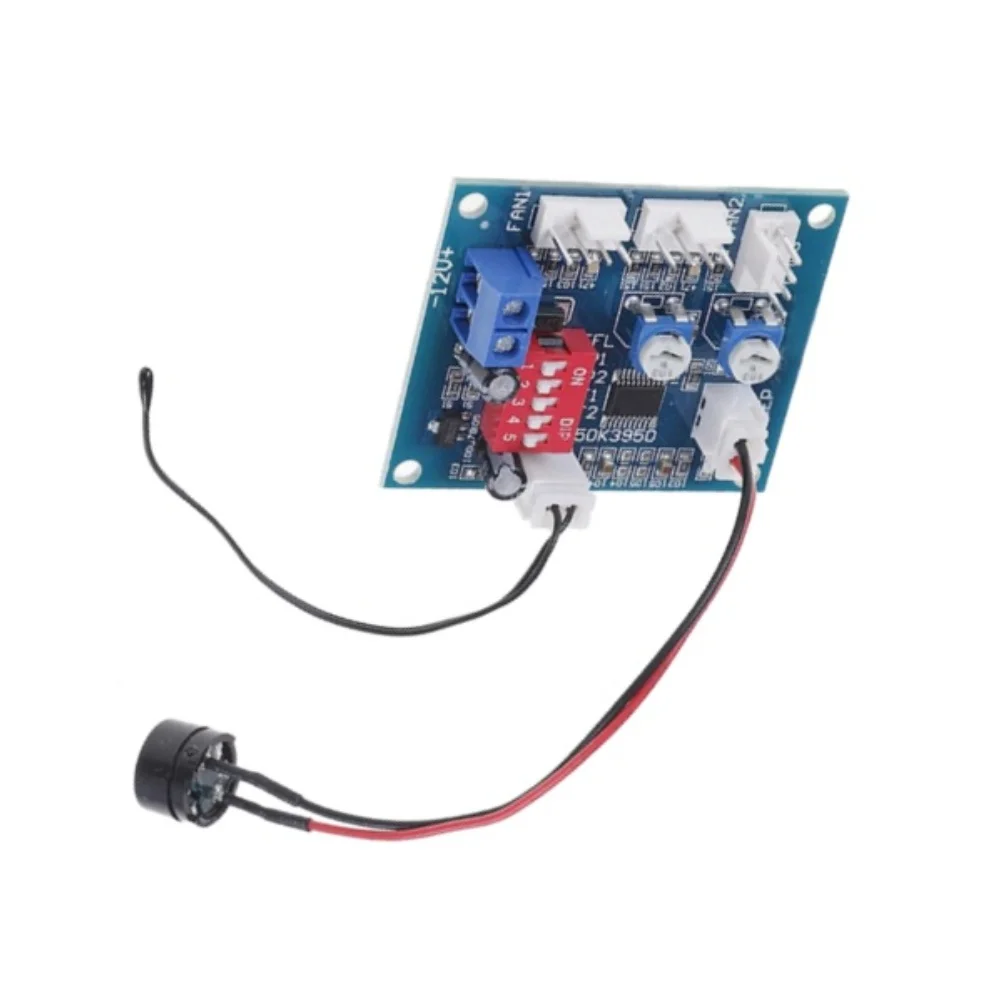 DC 12V 3-Output For PWM Temperature Controller for PC For CPU Case Fans Compatible with 12V Fans up to 5A per Channel