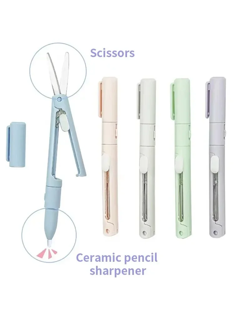 1pc 2 In 1 Multifunctional Pocket Pen Shape Scrapbooking Carving Cutting Art Tools, Mini Portable Scissors Paper Cutter Knife