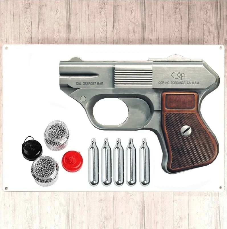 Decorative iron sign 20x30cmCOP 357 Delinga Pistol - Full-Auto Blowback .177 Co2 BB Air Pistol Wall Decor- 310 Fps Accessorie