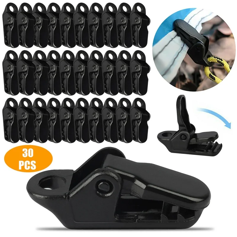 30pcs Tent Hool Awning Clip Awning Clip Clamp Tarp Set Hiking Tarpaulin Windproof Tent Crocodile Clip Outdoor Camping Supplies