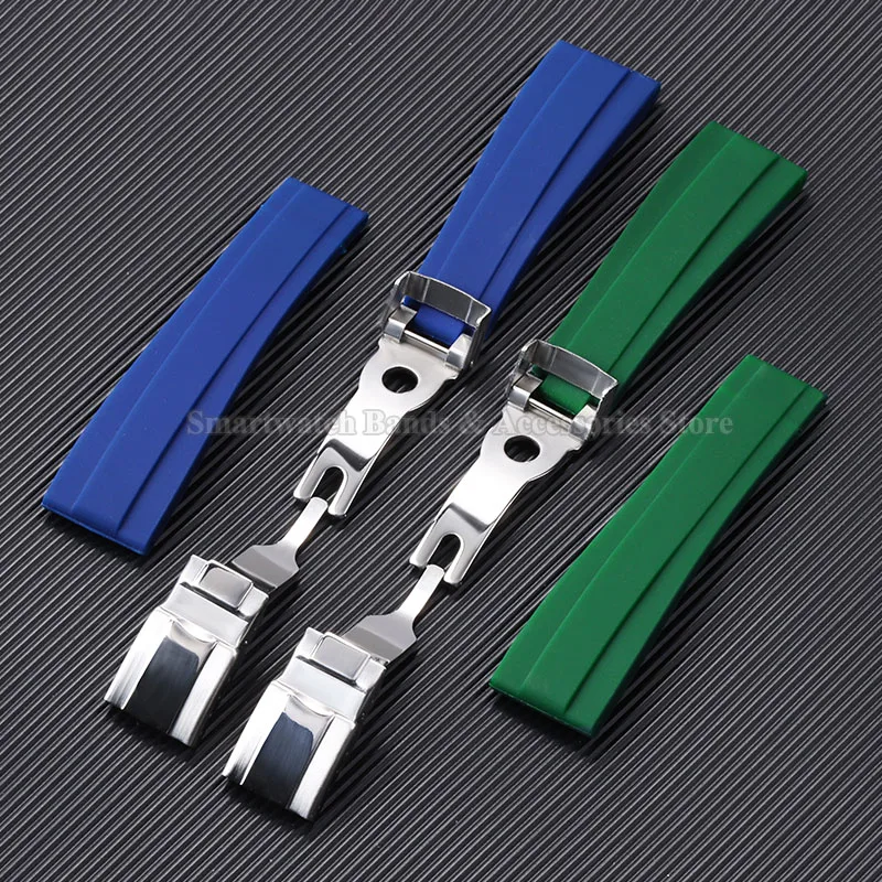 20mm Silicone Watch Strap for Seiko for Rolex for Submariner for Daytona for Oysterflex Waterproof Rubber Bracelet Accessories