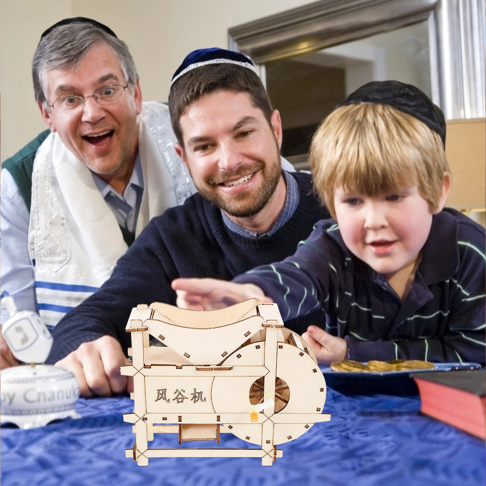 Kit de batteuse d'expérimentation scientifique pour enfants, bricolage, manivelle en bois, Machine à batteuse manuelle, jeu scientifique éducatif