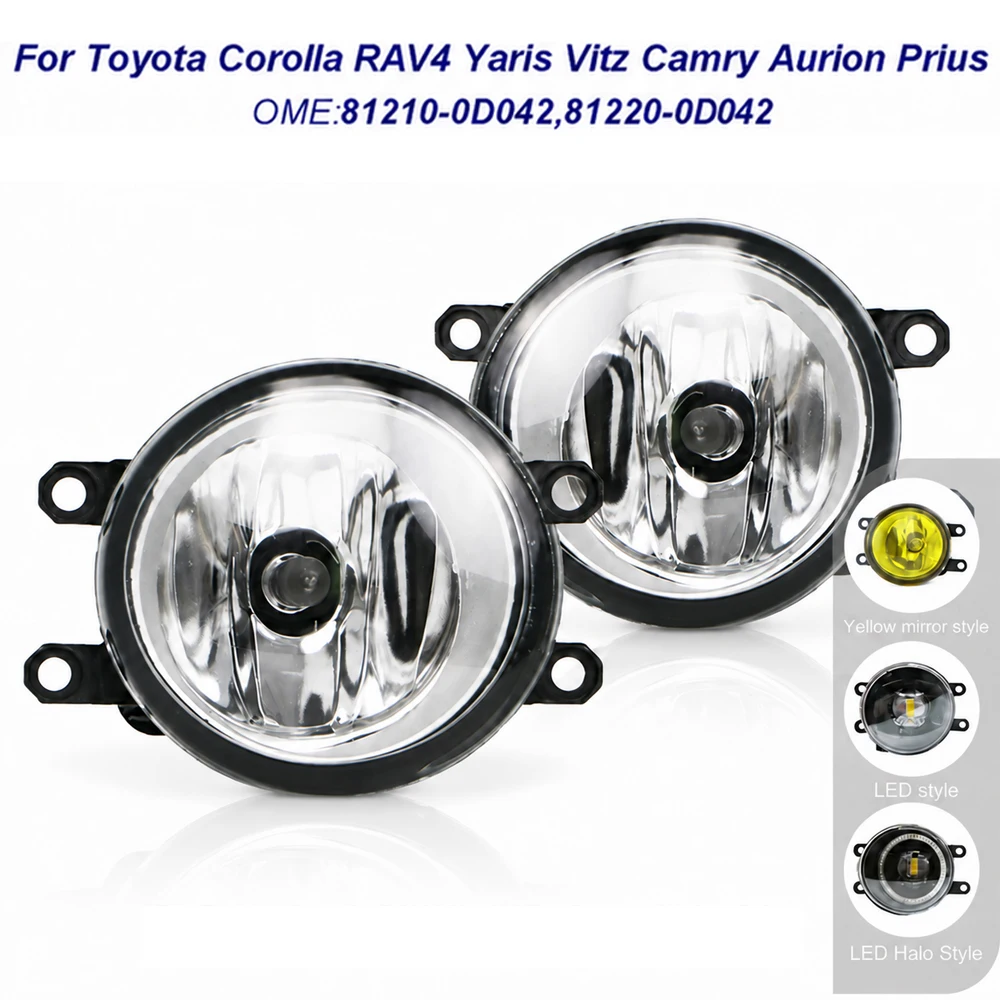 Pair Fog Lamp For Toyota Corolla RAV4 Yaris Vitz Camry Aurion Prius Highlander Lexus RX350 RX450h Halogen LED Angel's Eye