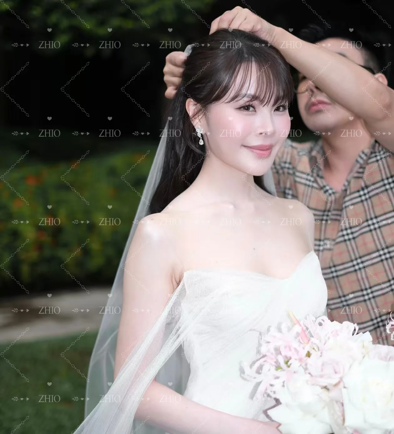 ZHIO الوهم تول فستان حفلات الزفاف قبالة الكتف مفتوحة الظهر سويب تراين فساتين السهرة كوريا فستان زفاف مخصص Malam dersress