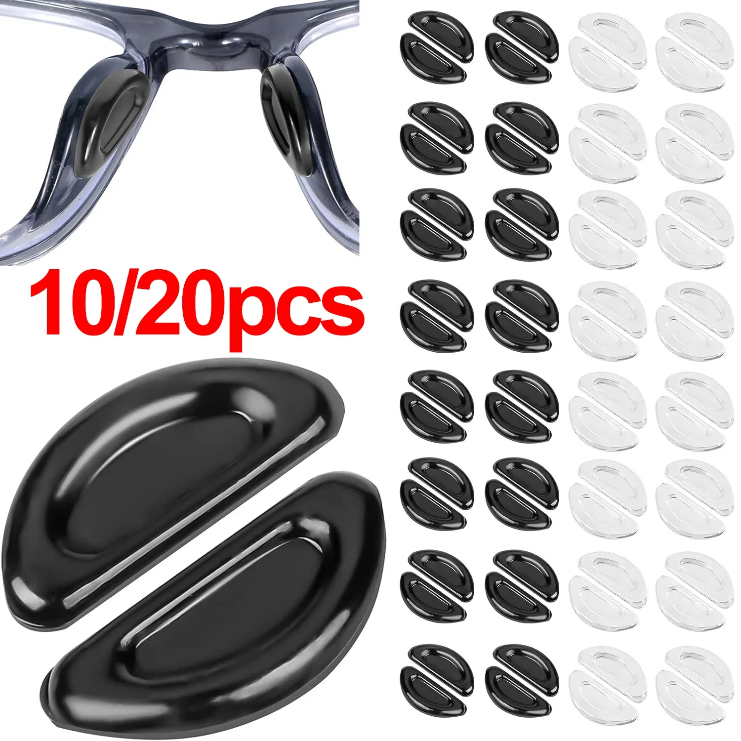 

10/20pcs Glasses Nose Pads Adhesive Silicone Nose Pads Non-slip Transparent Nosepads Glasses Eyeglasses Eyewear Accessories