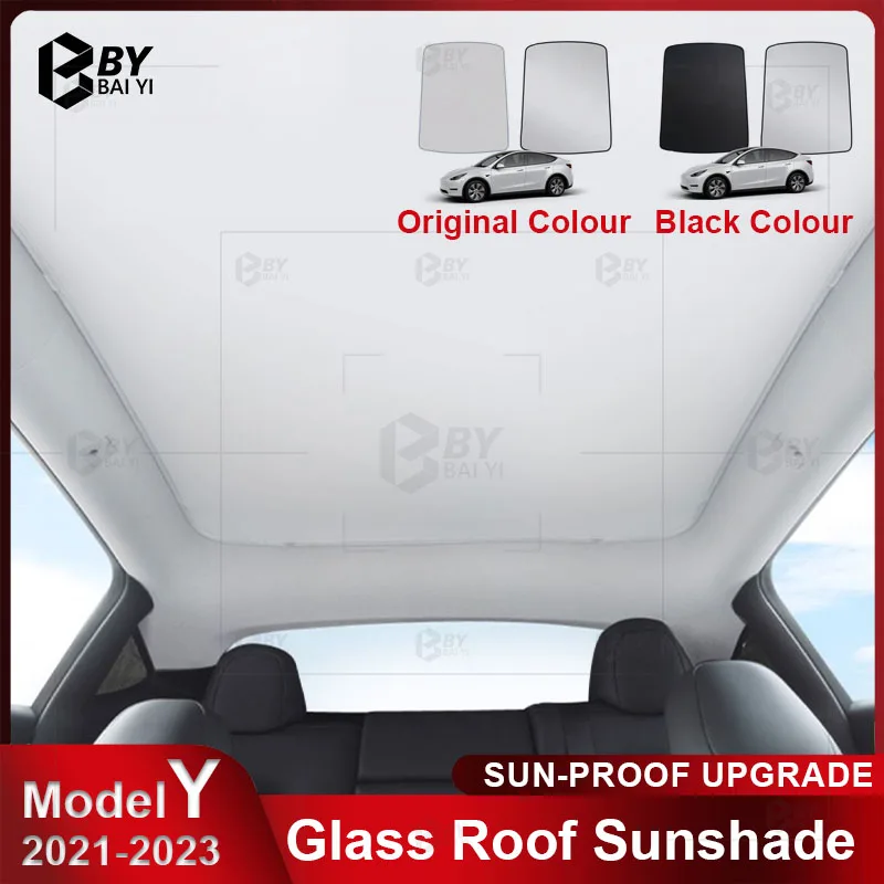 For Tesla Model Y 2021-2023 Glass Roof Sunshade Sun-Proof Upgrade Buckle Sun Shades Collapsible Roof Skylight Shades Protector