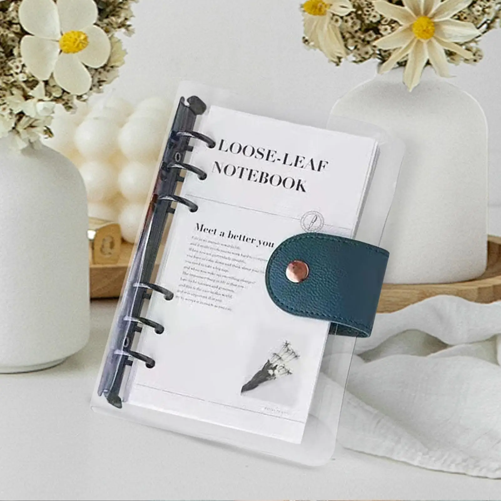 A6 바인더 투명 플래너 6링 바인더 플래닝 노트북 (업무, 건강, 여행, 공부, 청소, 독서, 운동, 가정, 정신 건강 관리용)