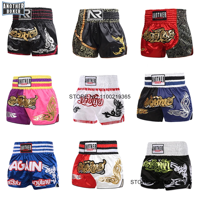 

Shorts Kickboxing Women Men Child Muay Thai Shorts Embroidery Gym Training Cage Fighting Grappling MMA Clothes Kick Boxing Pants