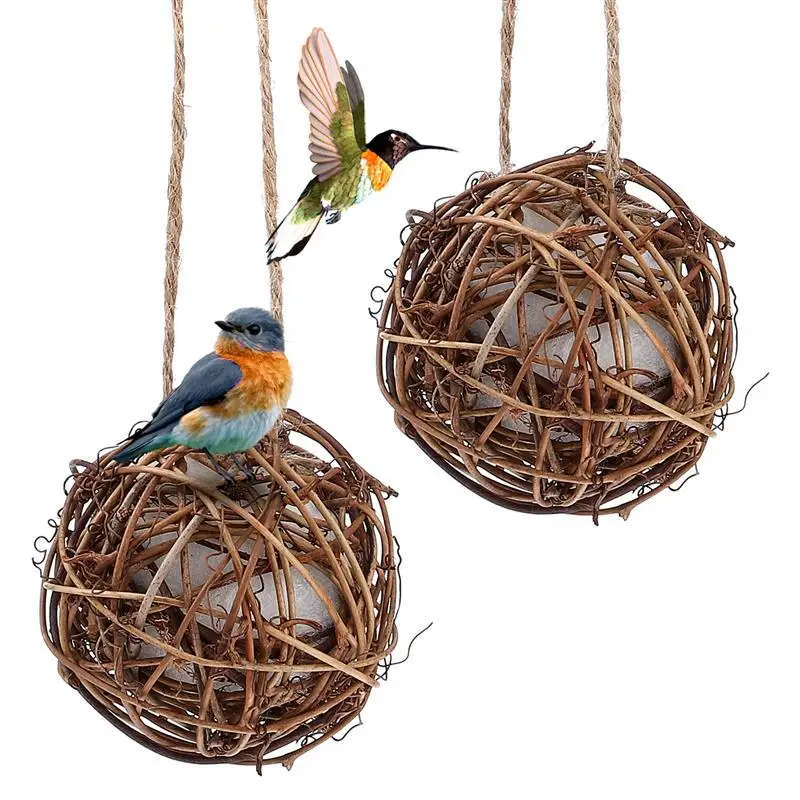 2pcs Bird Nest Material Ball Material Multipurpose Handmade Rattan Bird Shredder Toy Natural Hummingbird House Garden NEW