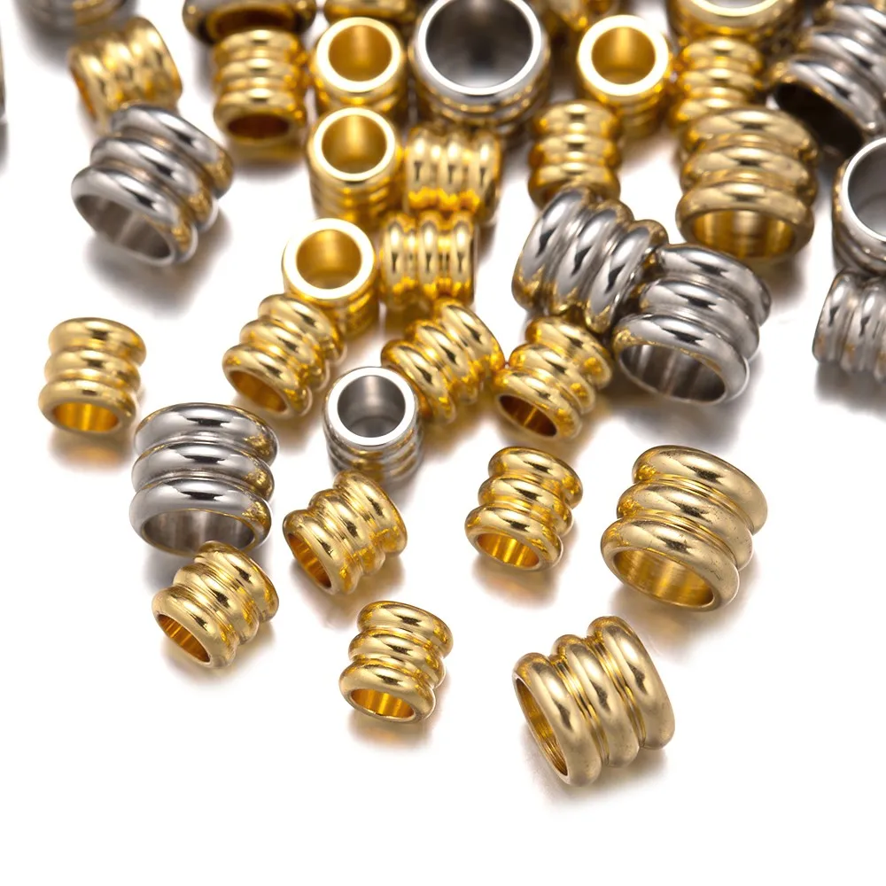 20Pcs 3/4/5/6mm Stainless Steel Big Hole Round Spacer Beads DIY Jewelry Making Handmade Necklace Bracelet Supplies Accessories