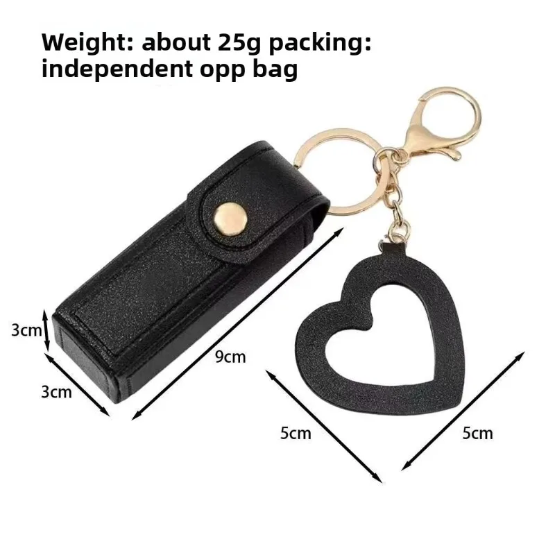 Portable Lipstick Organizer with Heart Mirror Cute Keychain Compact Makeup Bag for Lip Gloss Protection