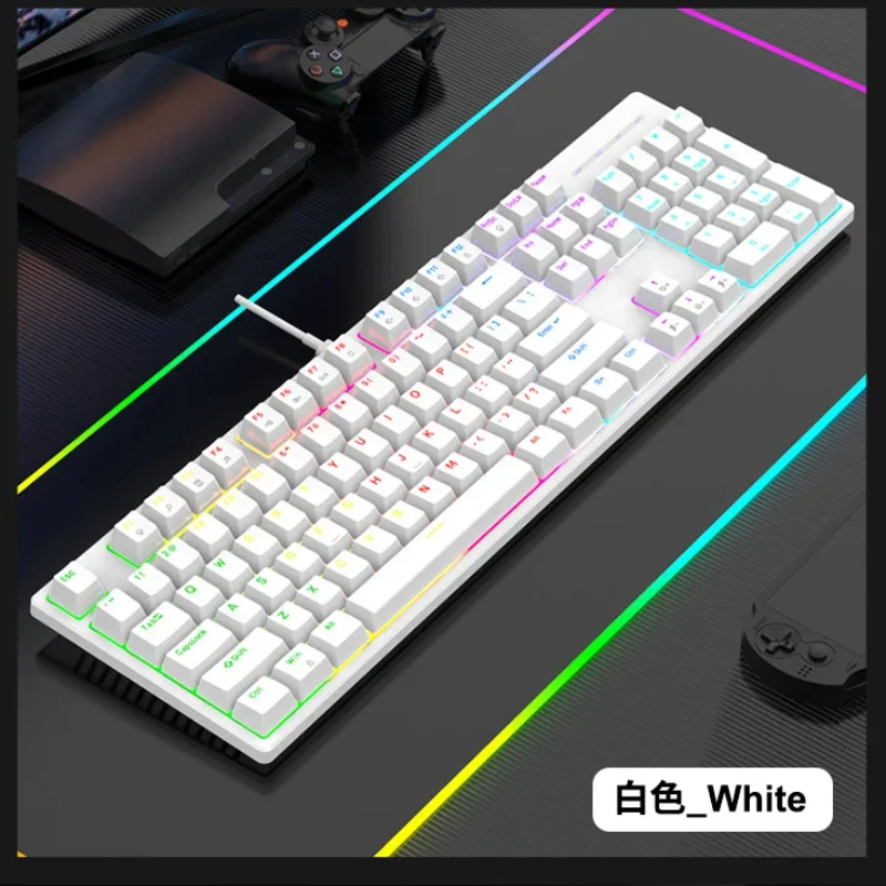 KM100M True mechanical Ergonomics keyboard RGB game green axis dustproof waterproof 104 competitive Breath Colorful LED Light