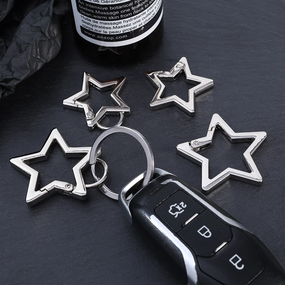 Hollow Star Shaped Spring Clasp Metal Carabiner Keychain Bag Clip Hook Dog Chain Buckle Connector DIY Jewelry Making Accessories