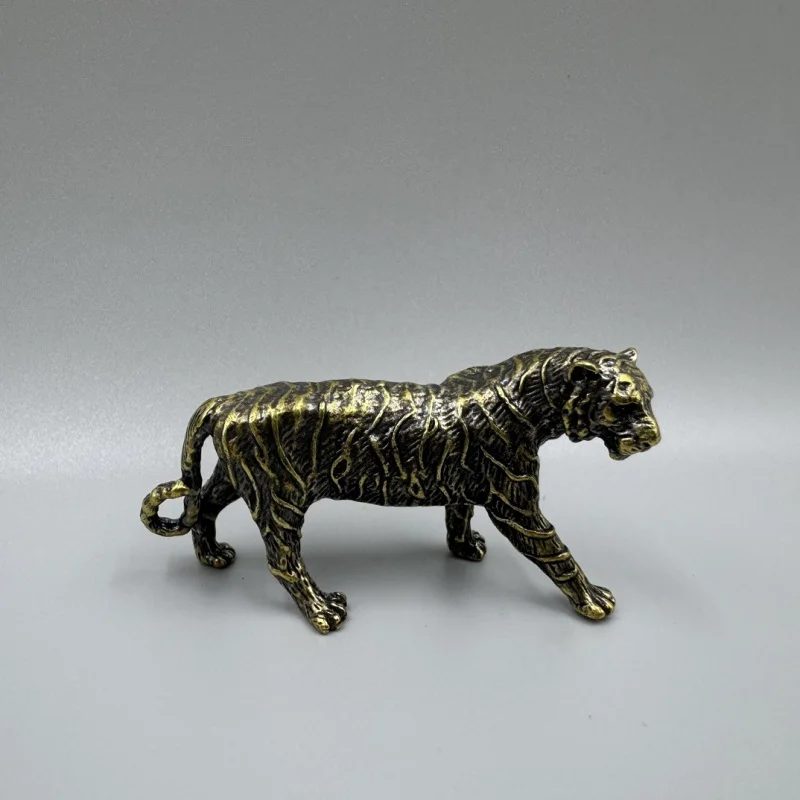 Antique Collectible Bronze Paperweight Ornament, Pure Brass, Tiger Zodiac Decoration Craft