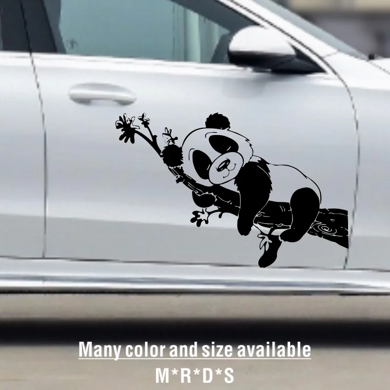 Cartoon Panda Sleeping Tree Branch Camper Rv Car Sticker Decal Wildlife Adventure for Motorhome Caravan Auto Vehicle Vinyl Decor