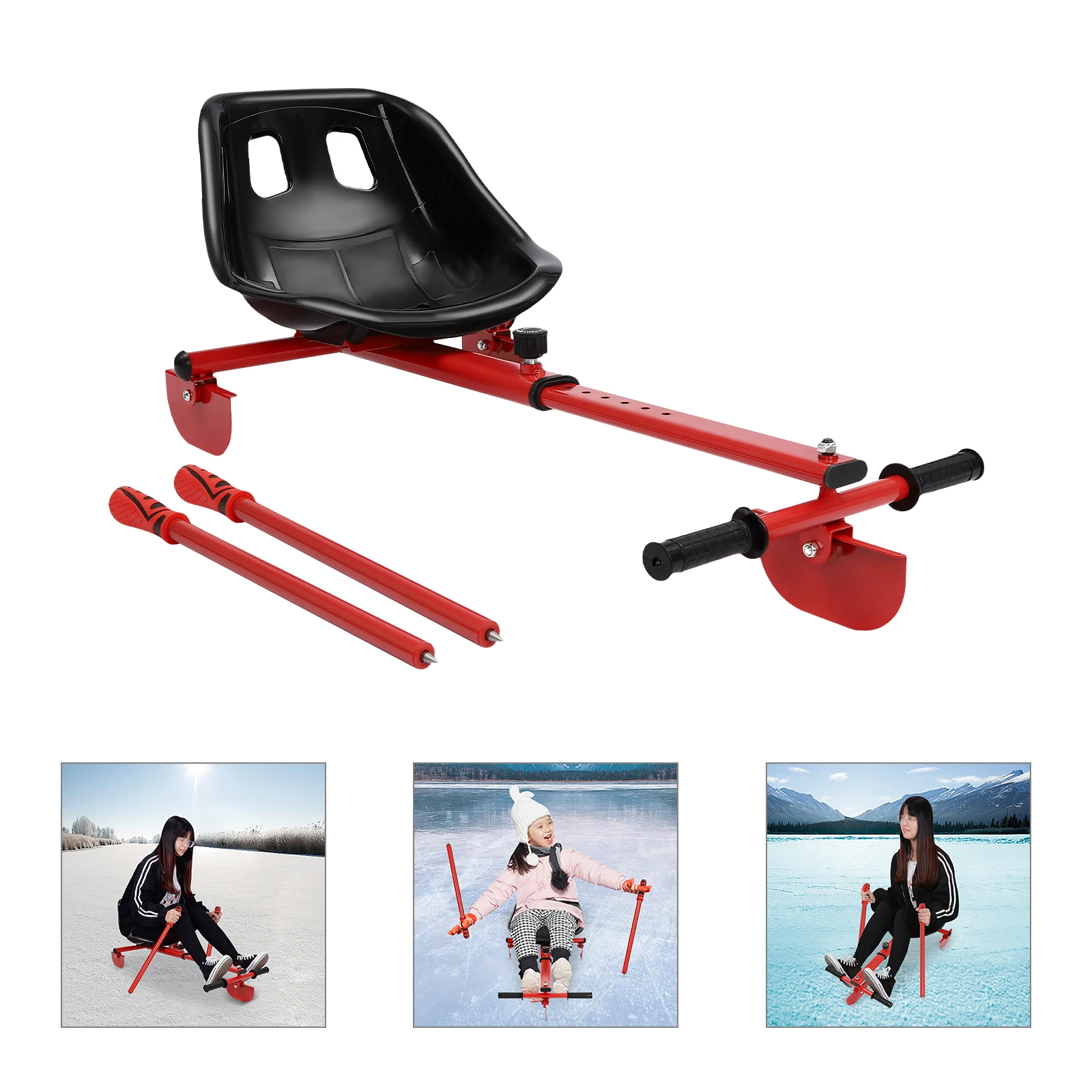 

Snow Racer Sled Ski Sled Slider Board with Two 360° Non-slip Foot Pedals Heavy Duty Stainless Steel Frame Snow Sled 80kg Load