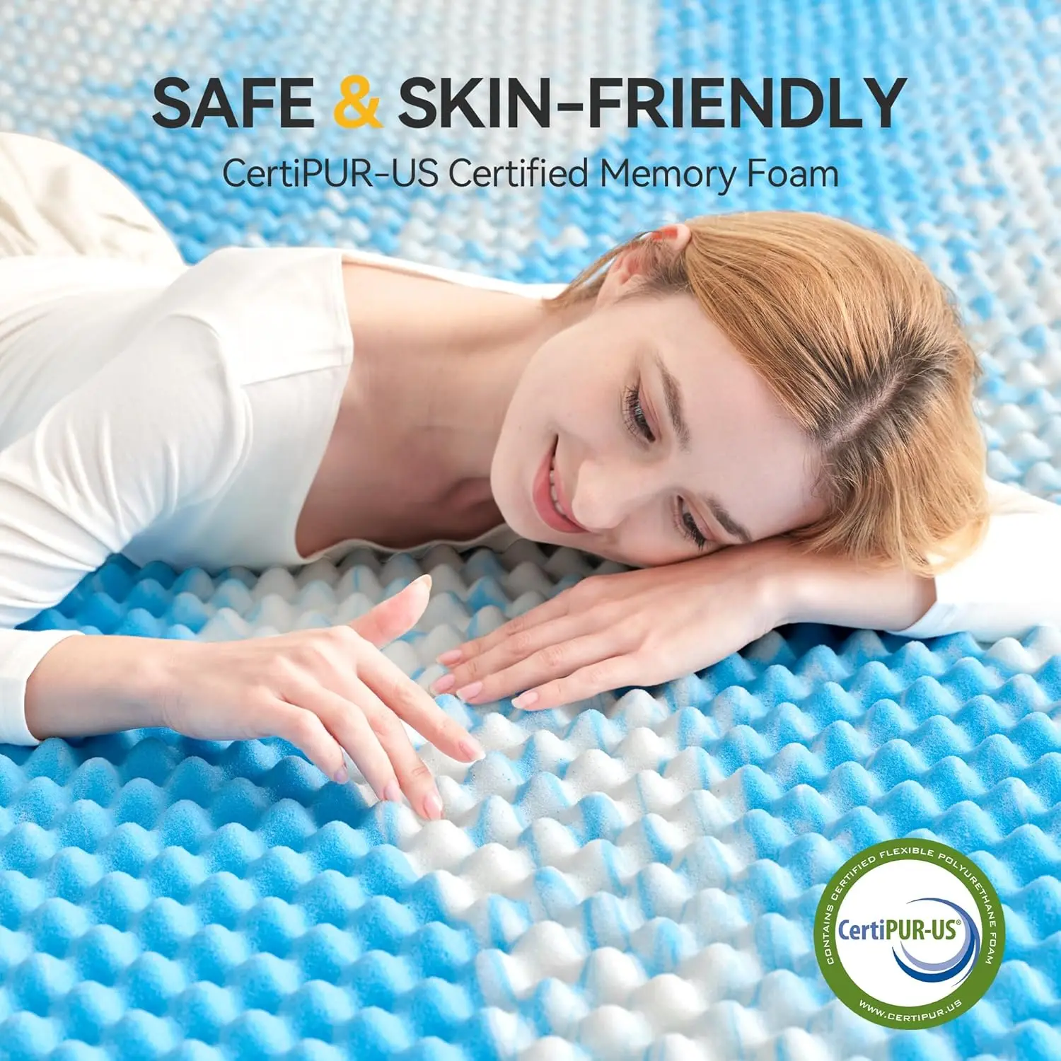 مرتبة علوية من إسفنج الذاكرة مقاس 2 بوصة، وسادة مرتبة ناعمة لتخفيف آلام الظهر، غطاء سرير، CertiPUR-US #4