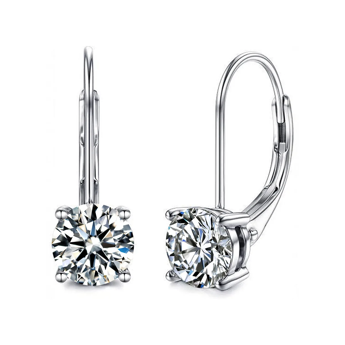 

Модные ювелирные изделия: медные серьги-гвоздики с застежкой-лопаткой, инкрустированные муассанитом в четырех крапанах, для женщин