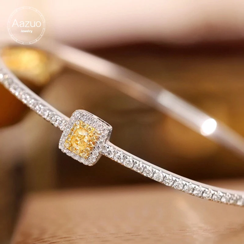 

Aazuo Find Jewerly Natrual Yellow & White Diamond 18K Gold Classic Square Bracelet Upscale Trendy Senior Party Senior Customize