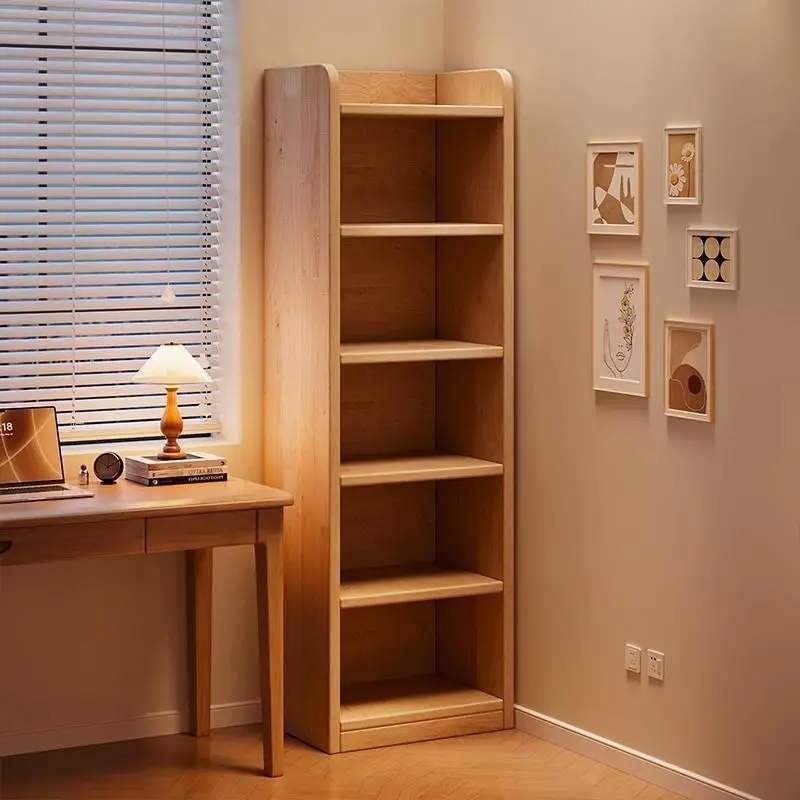 Pure solid wood bookcase household floor-to-wall shelf integrated locker student children's storage cabinet bookshelf cabinet