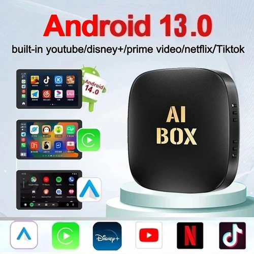 Android 13 Car AI Box Adaptador inalámbrico Carplay Android Auto para sistemas inteligentes de coche Netflix YouTube