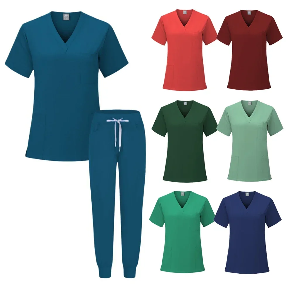 Vendita calda infermiera scrub Set donna antirughe lavabile morbido ospedale uniforme scrub medico donne scrub Set accessori medici