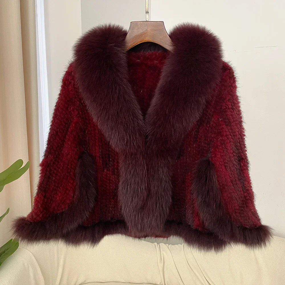

OFTBUY Плащ с воротником из натурального лисьего меха, пальто из натурального норкового меха, женская осенне-зимняя шаль, вязаная куртка из натурального норкового меха, накидка, шарф