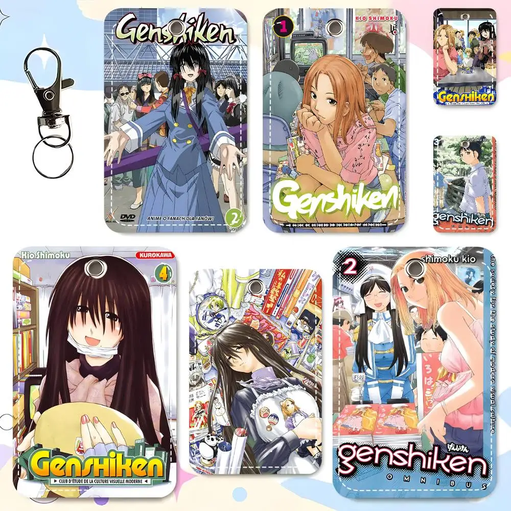 1pc Genshiken Card Case Keychain Access Card Bag Key Tag Ring Leather Card Holder Key Ring Access