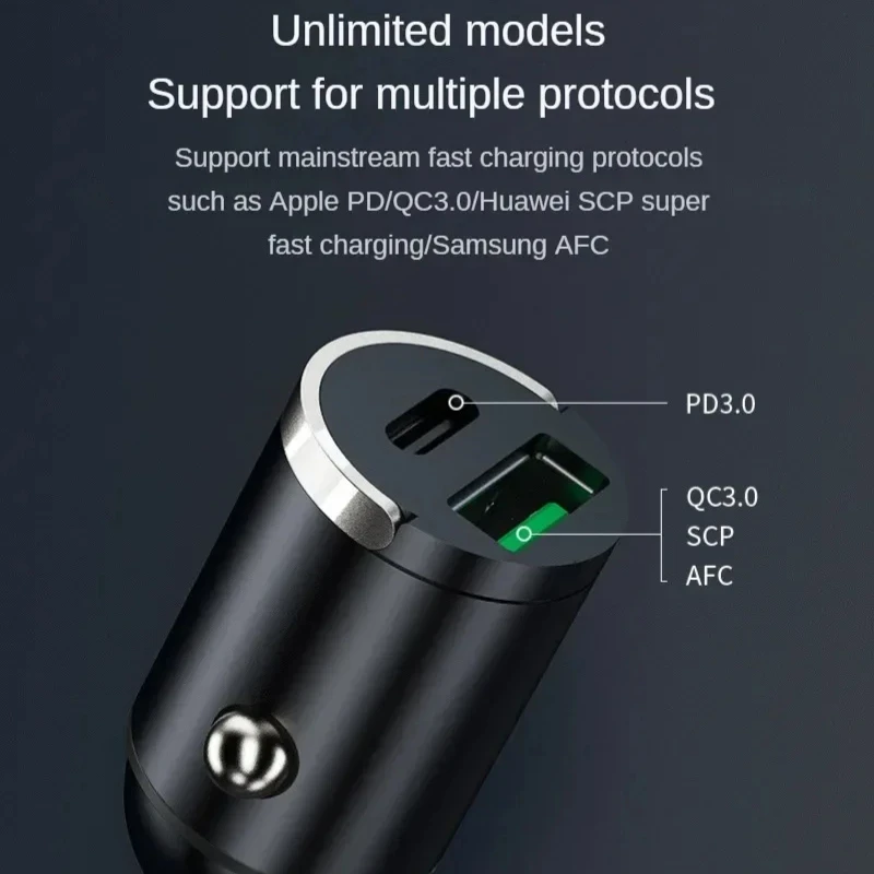 USB Type C Charger 200W/120W QC3.0 PD Mini Car Charger 12-24V Lighter Fast Charging Car for Xiaomi Samsung Huawei IPhone Power