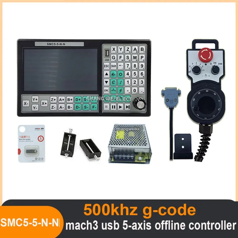 5Axis Cnc Offline Controller 3 Mach 500Khz G Code Smc5 Newly Upgraded 6-Axis Emergency Stop Steering Wheel Mpg 35W12V Dc